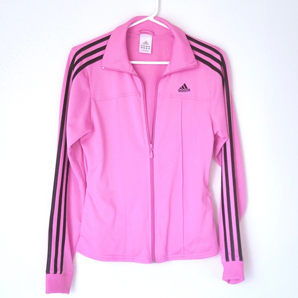 Rare Adidas Pink/Black Track Jacket - Small